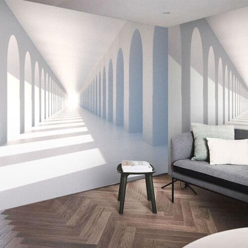 3D Nordic geometric space extension wallpaper Roman arch tunnel corridor decoration living room bedroom office mural Waterproof