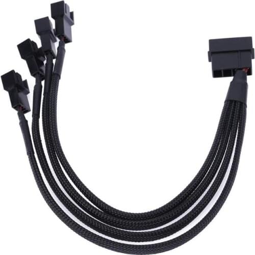 4-pin IDE Molex to 4-port 3-pin/4-pin power plug cooler cooling fan distributor power cord PC computer adapter cord