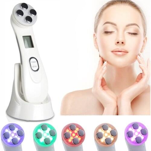 5 Color LED Photon Light Therapy Machine RF Radio Frequency Tighten Skin Rejuvenation Face Lift EMS Electroporation Massager