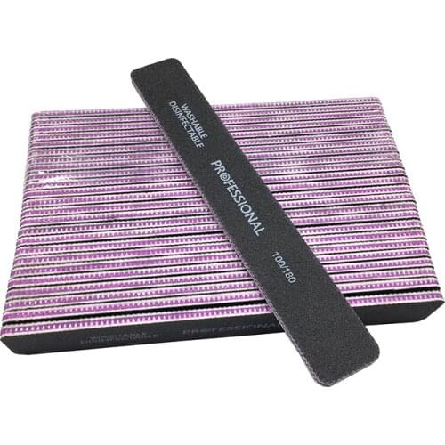 50Pcs 100/180 Black Nail Art Styling Tools Sanding Nail File Buffer For Salon Manicure UV Gel Polisher Nail Files Polish Tool