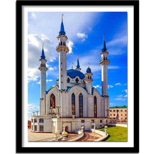 5D Diamond Painting Full Square Mosque Diamond Embroidery Cross Stitch Rhinestones Wall Stickers