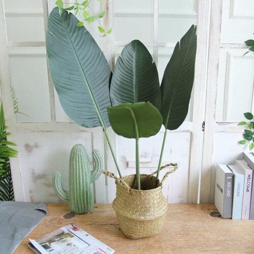 98cm 3pcs Artificial Banana Leaves Large Tropical Plants Fake Banana Tree Big Plastic Palm Foliage For Home Party Office Decor