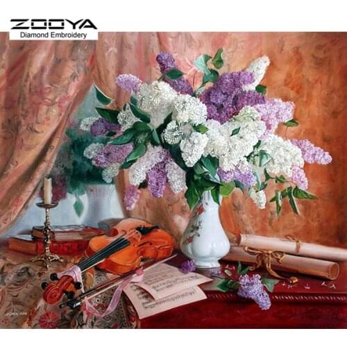 ZOOYA Diamond Embroidery 5D DIY Diamond Painting Flower Hyacinth &Violin Diamond Painting Cross Stitch Rhinestone Mosaic BJ1470