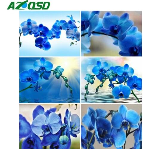 AZQSD Diamond Painting Orchid Full Square Drill Picture Of Rhinestones Diamond Embroidery Flower Cross Stitch Kits Mosaic