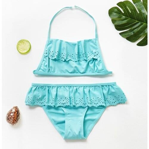 Bikini 2021 Ruffle Girls Swimwear 5~12Y Girls swimsuit Kids Bikini Set Children Swimwear Biquini Infantil-ST107