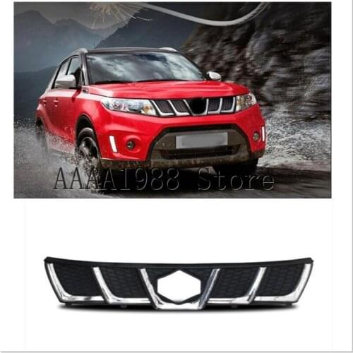 With LOGO for Suzuki Vitara 2016 2017 2018 2019 ABS Chrome Front Bottom Grill Grille Cover Trim Moldings Car avant Grill Grille
