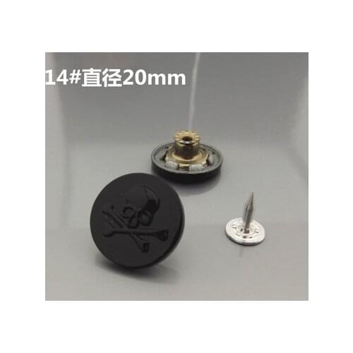 Free shipping 10pcs/lot Black skull button zinc alloy high-end denim pants 20mm