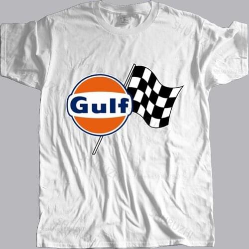 Cotton tshirt men summer tees Gulf famous logo Mens Black and White T-shirt new fashion tee-shirt man tee