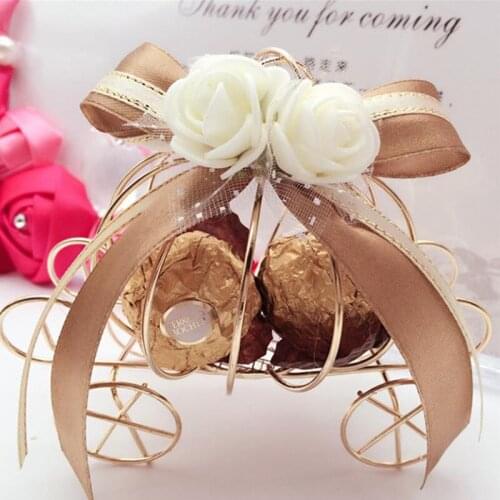 European Iron wine glasses goblet exclusive candy box with purple floret Pumpkin carriage