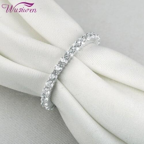 Wuziwen 925 Sterling Silver Finger Rings Promise Wedding Band For Women Surround AAA Zircons Jewelry Gift Stackable Ring