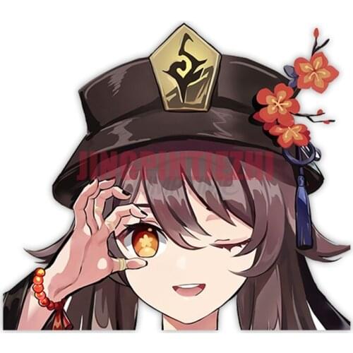 Creative Jump Time for Genshin Impact Hu Tao Hutao Peeker Car Stickers Occlusion Scratch Decal Suitable for RV JDM Decoration