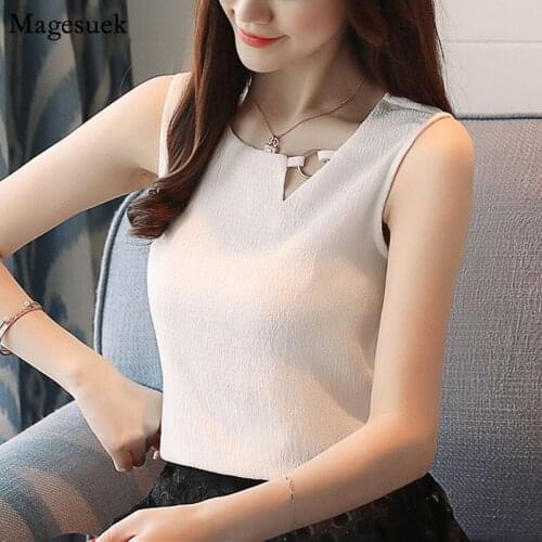 Fashion Plus Size Chiffon Blouse Women Sleeveless Summer Ladies Tops Blouses Casual Office Lady Solid Shirts Female Blusas 0266
