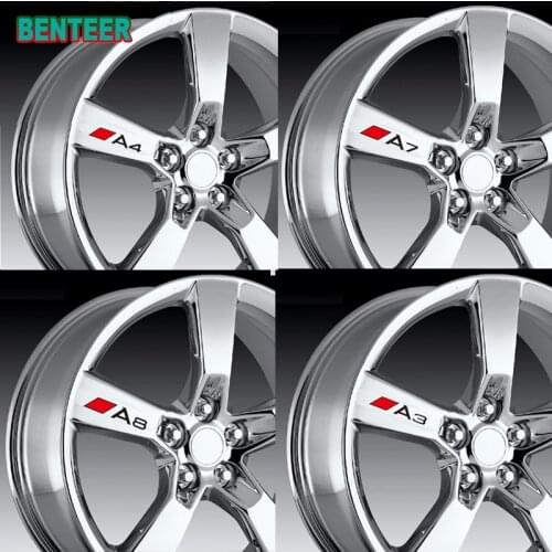 4pcs Car rim sticker for Audi A3 A4 A5 A6 A7 A8 TT Q3 Q5 Q7 Q8 A1 B5 B6 B7 B8 B9 8P 8V 8L C6 C5 C7 4F