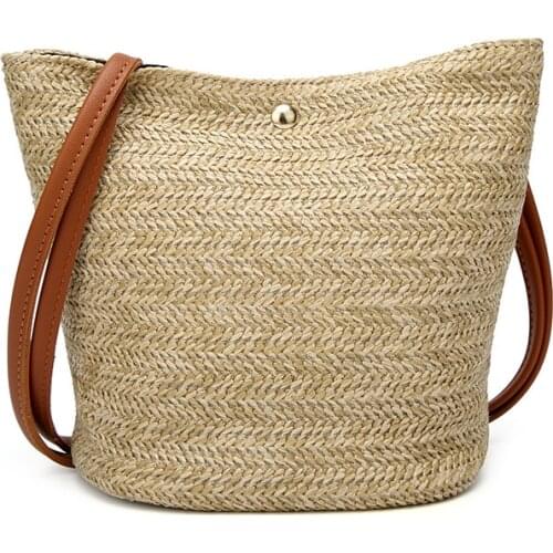 2021 Summer and Autumn New Mini Woven Ladies Bucket Straw Bag
