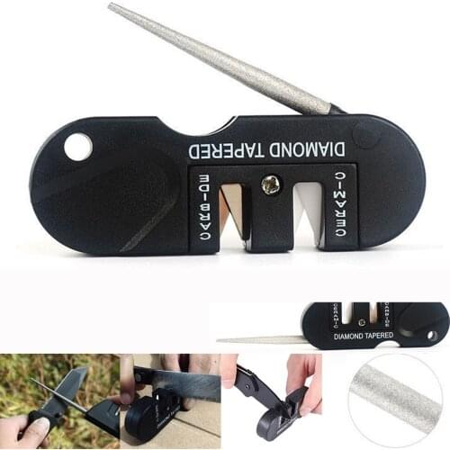 Knife Sharpener For Kitchen Outdoor Pocket Folding Knifes Sharpener Ceramic Carbide Diamond Tapered Tools High Quality 19DEC30