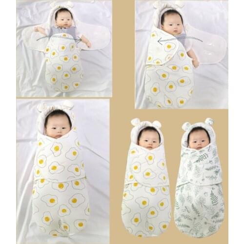 Newborn Pure Cotton Hooded Blanket Warm Soft Swaddle Sleeping Bag Stroller Wrap