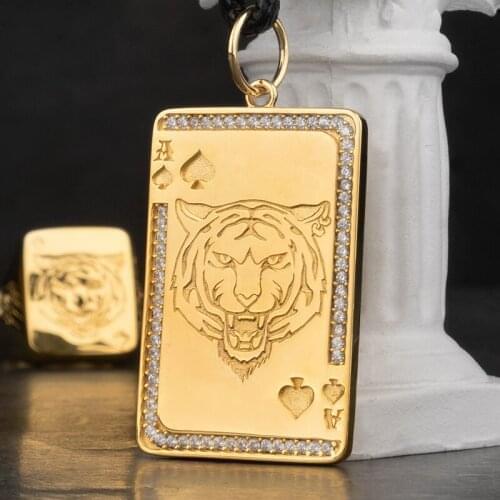 Spades Tiger ins fashion mens and womens pendant 925 sterling Silver Necklace