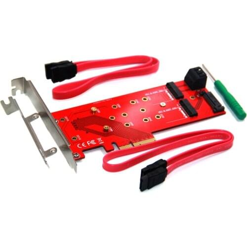 PCIE to M2 Adapter PCIE X4 to 1Port M Key NVMe M.2 + 2Port B Key NGFF M.2 Riser Card SATA 15Pin Power 2 SATA Connect Motherboard