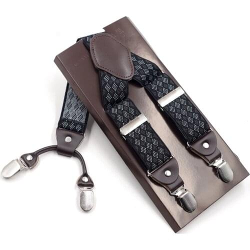 JIERKU Suspenders Mans Braces New 4Clips Suspensorio Leather Trousers Strap Father/Husbands Gift Tirantes Hombre JK4C078