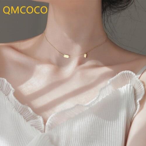 QMCOCO 925 Silver Simple Fashion Design Lucky Letters Pendant Necklace For Women Party Gifts 2021 New Trendy
