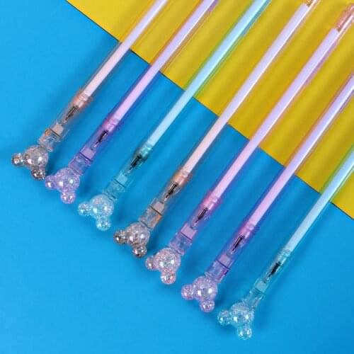 48 pcs/lot Transparent Crystal Mouse Gel Pen Cute 0.5 mm Black Ink Signature pen office School writing Supplies Stationery gift