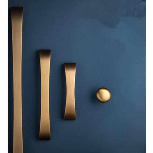 Drawer handle European yellow bronze wardrobe cupboard door handle Kitchen furniture knob Drawer Knobs Furniture Hardware