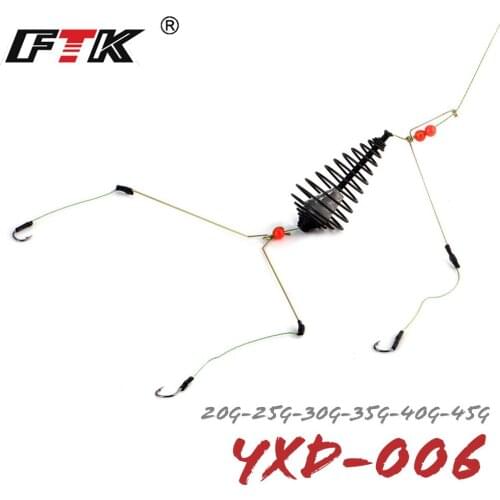 FTK Fishing Hook Artificial Lure Bait Cage Set 20G-45G Fishing Feeder Baitholder Anzol Peche Catfish Jigs Carp Fishing Tackle