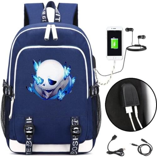 Undertale Cos USB Schoolbag Sans COOL SKELETON Cosplay Backpack Haloween Cos Travel Camping Computer Mountaineering Rucksack