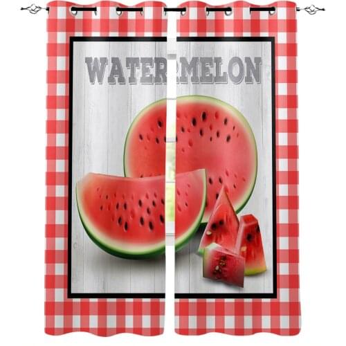 Plaid Wood Grain Watermelon Blackout Curtains For Kitchen Bedroom Kids Room Window Treatment Curtains for Living Room
