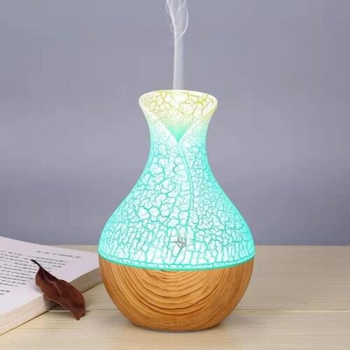Vase Air Humidifier USB Aroma Oil Diffuser Wood Crack Electric Lamp Humidifier Ultrasonic Aromatherapy Mist Maker For Home