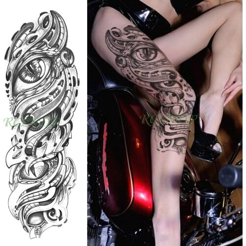 Waterproof Temporary Tattoo Sticker mechanical big eyes totem black full arm fake tatto flash sleeve tatoo for men women