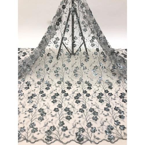 High Quality French Mesh Lace Fabric Sequins Tulle Embroidery Craft Sewing For DIY Evening Clothes Wedding Dress Skirt 5 Yards