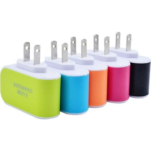 3 Ports Charger Station USB US Charger Wall Home Travel AC Charger Adapter for Huawei Xiaomi iPhone Dropshipping Candy Colors