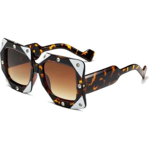 Female Male Shades Driver Goggles Italian Popular Big frame Square Diamond Sunglasses Women Men Vintage Oversized Sun Glasses