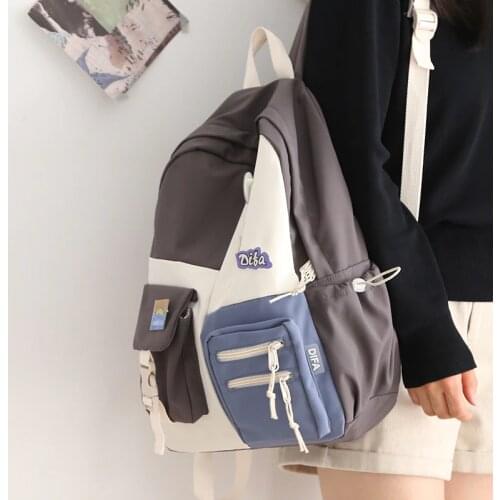 Mori Color Women Small Fresh Backpack Female Cute Panelled School Backpacks for Teens 14 Inch Travel Laptop Bags Ladies Bookbags