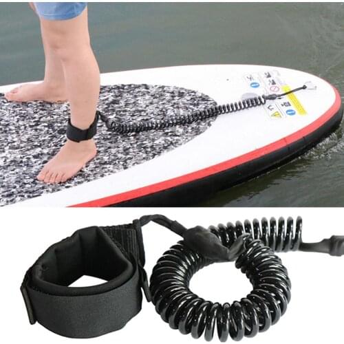10.6ft Ankle Leash Surfing Coiled Stand UP Paddle Board Black TPU Paddle Board Foot Leg Rope Surfboard Raft Traction Rope