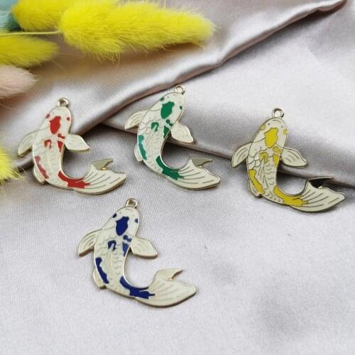 MuhNa 10pcs Goldfish Enamel Charm For Jewelry Making And Crafting Fashion Lucky Carp Earrings Pendant Bracelet Necklace Charms