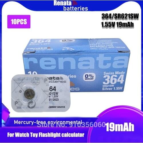 10pcs New RETAIL 100% Original 1.55V 364 SR621SW V364 SR60 SR621 AG1 Watch Battery Button Coin Cell Batteries MADE IN Swiss