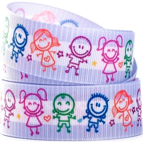 10yards different sizes cartoon girl pattern printed grosgrain ribbon