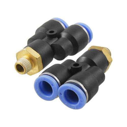 2 Pcs Pneumatic 1/8" Thread 10mm Push In Y Shape Quick Connector