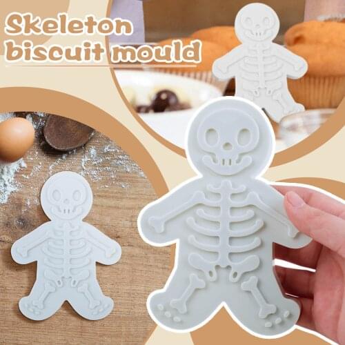 2021 1PCS Halloween Cookie Cutter 3D Plastic Gingerbread Skeleton Biscuit Mold Fondant Pastry Dough Christmas Cake Decoration
