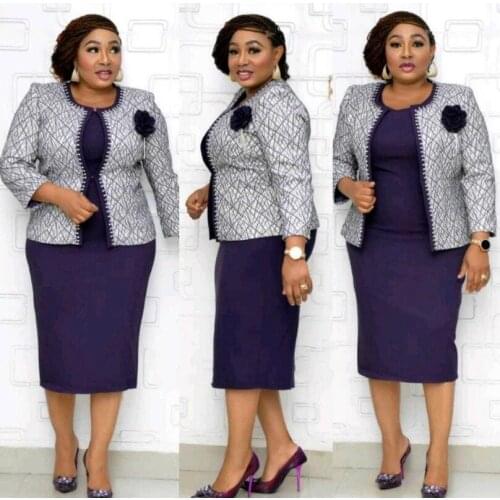 2021 Autumn and Spring African Women Printing Plus Size Two Pieces Sets Dress and Coat African Dresses for Women 2XL-6XL