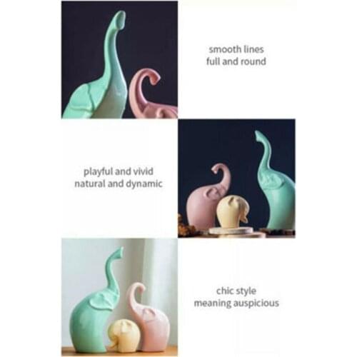 3PCS Family Elephant Statue Home Decor Crafts Room Decorations Elephant Loves Ornament Porcelain Animal Figurines