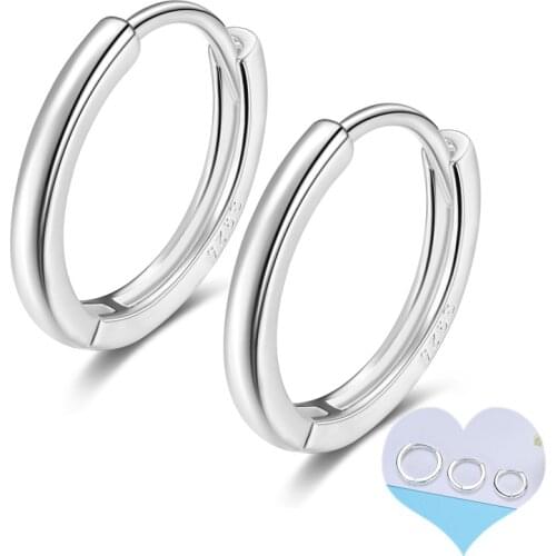 8mm 10mm 12mm 925 Sterling Silver Small Hoop Earrings Ear Cartilage Tragus Helix Conch Piercing Hinged Earring For Women Men