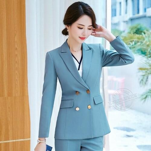 FULL SLEEVE blazer with trousers womens 2019 ladies business elegant temperament suit maximum size 4XL suitable for work