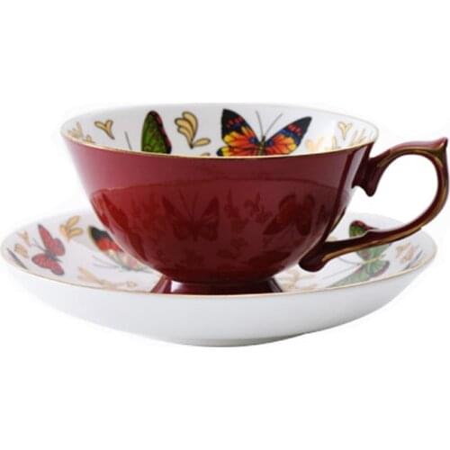 TT British Style Black Tea Cup European Style Coffee Cup Classical Afternoon Tea Petty Butterfly Bone China Tea Cup