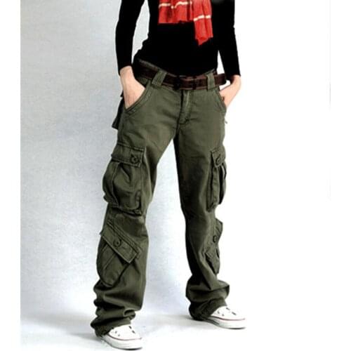 Army Green Cargo Pants Women Black Plus Size Street Dance Cotton Trousers Ladies Hip Hop Loose Casual Baggy Multi-pocket Pants