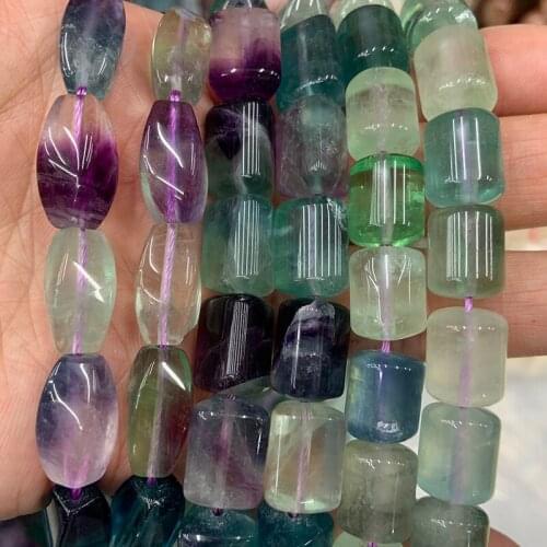 Natural Fluorite Stone Beads 15'' Round Twist Olive Prism Column DIY Loose Beads For Jewelry Making Beads For Bracelet Necklace