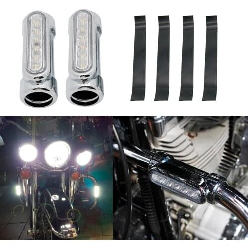 Black/Chrome Motorcycle Highway Bar Switchback Driving Light White Amber LED For Crash Bars For Harley Touring Models