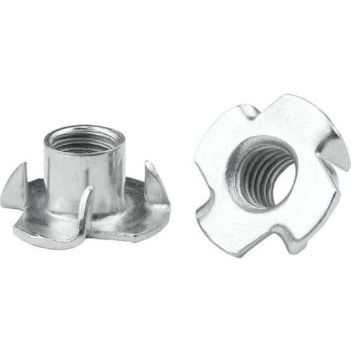 Four Claws Nut T Nuts Four Pronged Tee Blind Nuts For Speaker Furniture Zinc Plated M3 M4 M5 M6 M8 M10
